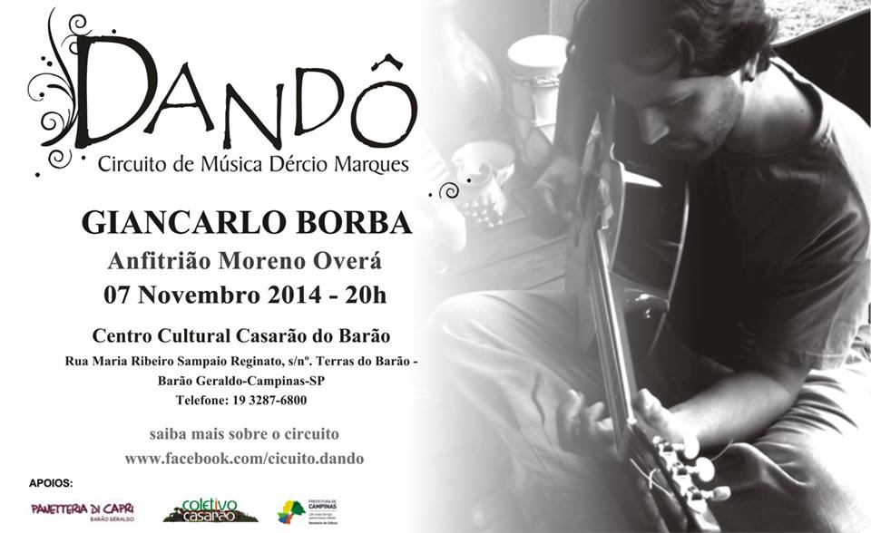 Circuito musical Dandô recebe Giancarlo Borba e Moreno Overá no Casarão do Barão