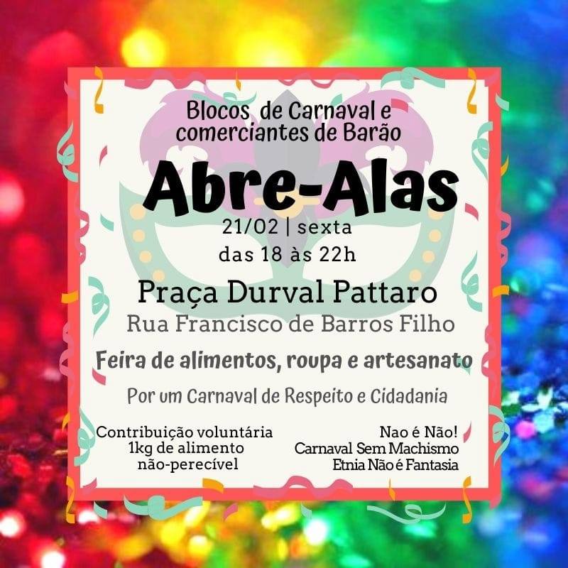 Carnaval 2020 terá ‘Abre-Alas’ com blocos do carnaval de rua de Barão Geraldo e feira de artesanato