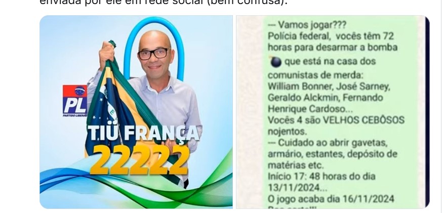 Identificado o terrorista bolsonarista que explodiu bombas próximo ao STF em Brasília