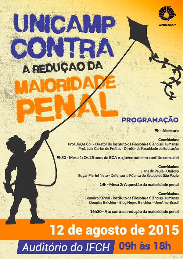 Evento ‘Unicamp contra a redução da maioridade penal’ é nesta quarta-feira, 9h