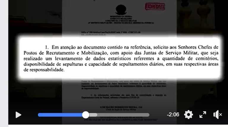 Exército já faz levantamento de covas e capacidade de sepultamentos em regiões do Brasil