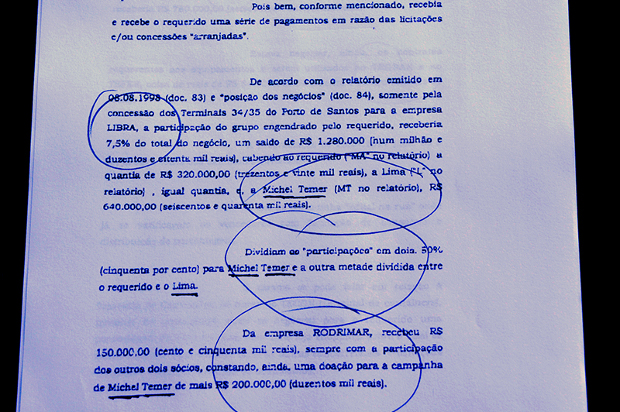 Michel Temer recebia 50% da propina no Porto de Santos, indica processo