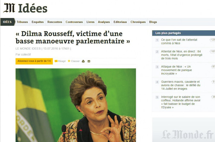 Parlamentares da França e dos EUA denunciam o golpe contra Dilma Rousseff